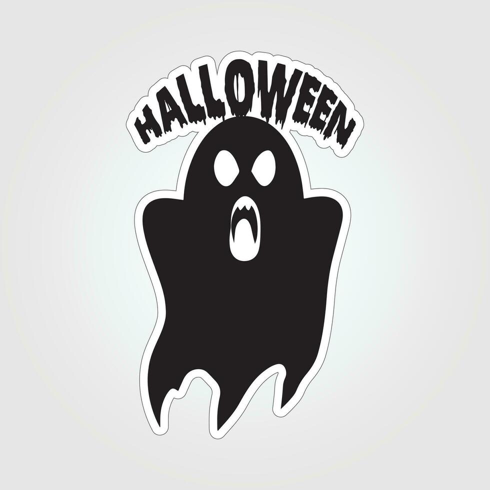 A sticker with a ghost on it, Halloween ghost cartoon character sticker vector