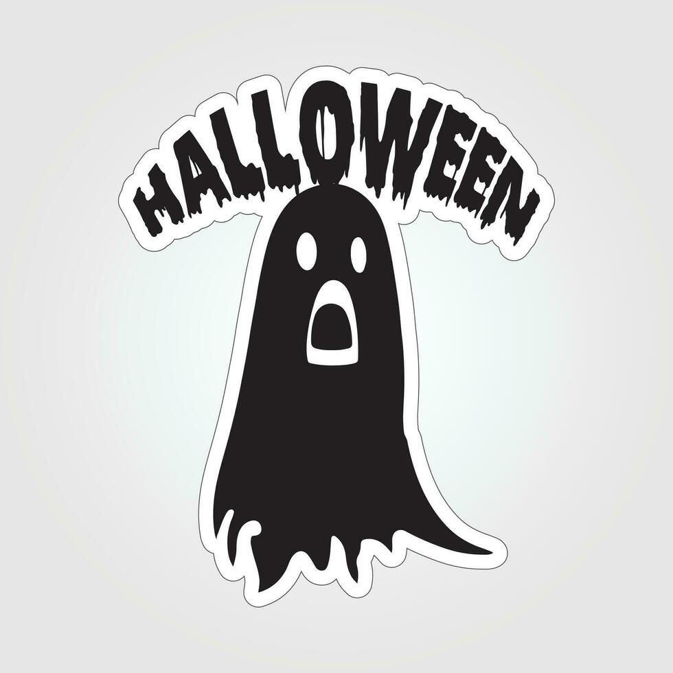 A sticker with a ghost on it, Halloween ghost cartoon character sticker vector