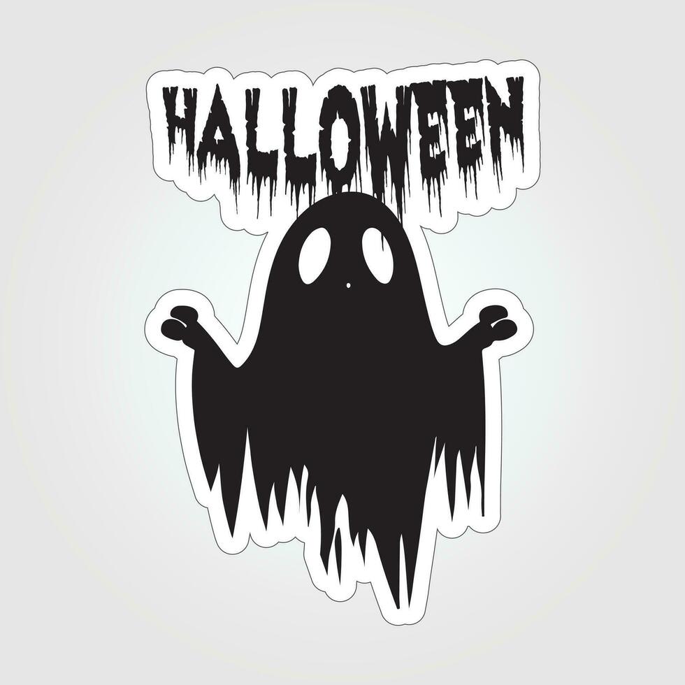 A sticker with a ghost on it, Halloween ghost cartoon character sticker vector