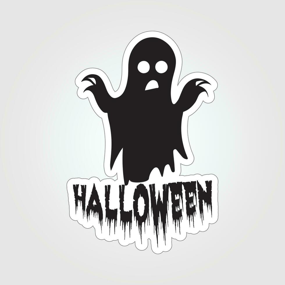 A sticker with a ghost on it, Halloween ghost cartoon character sticker vector