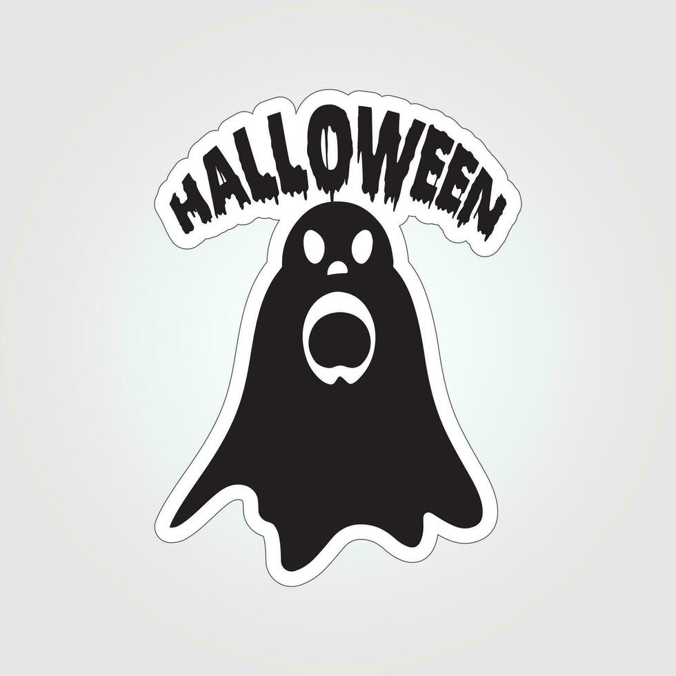 A sticker with a ghost on it, Halloween ghost cartoon character sticker vector