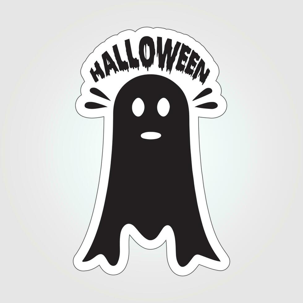 A sticker with a ghost on it, Halloween ghost cartoon character sticker vector