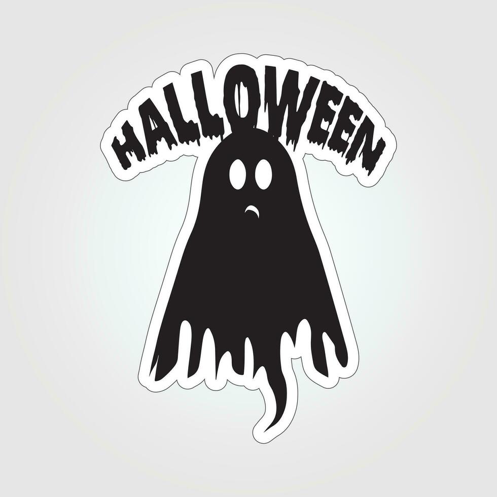 A sticker with a ghost on it, Halloween ghost cartoon character sticker vector