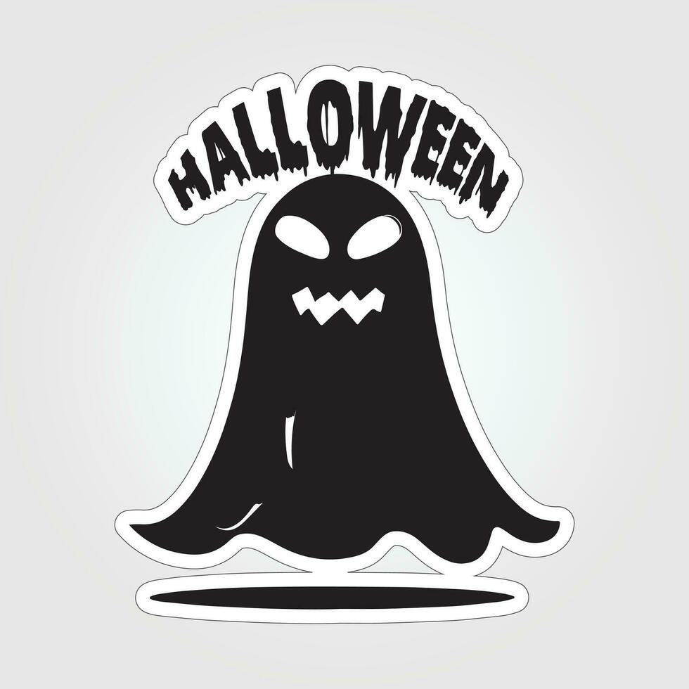 A sticker with a ghost on it, Halloween ghost cartoon character sticker vector