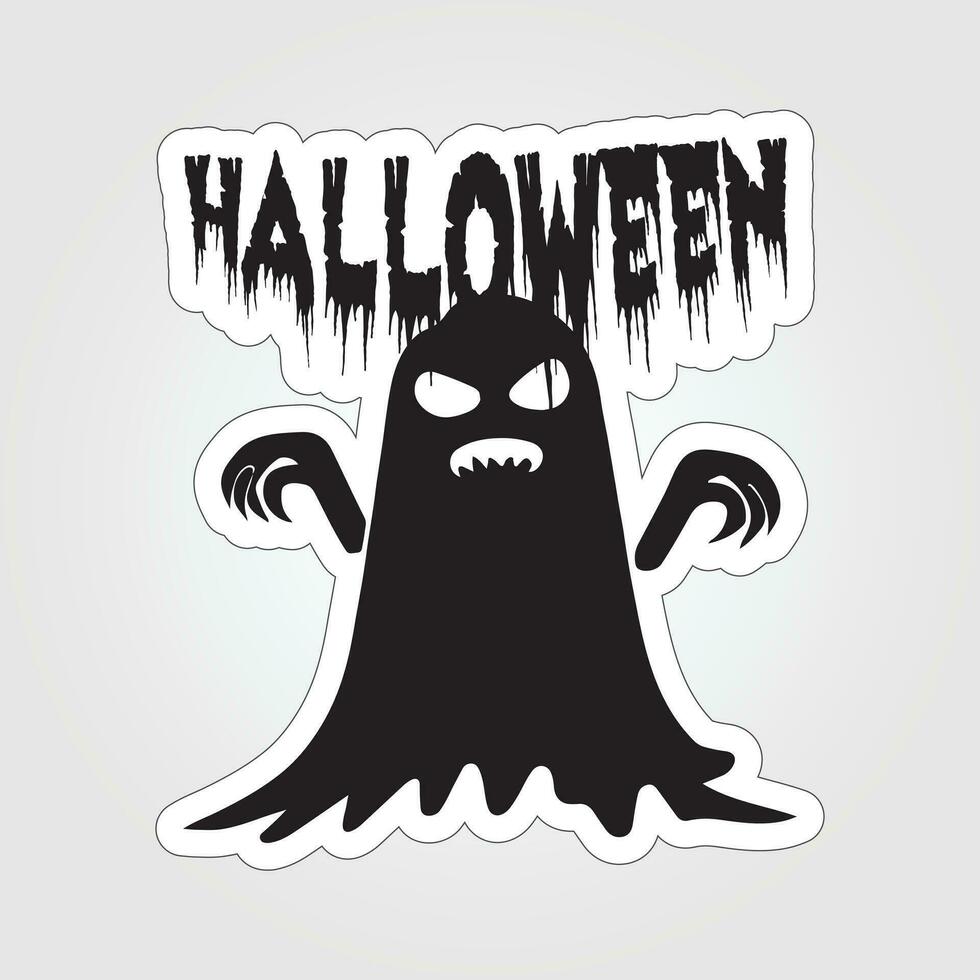 A sticker with a ghost on it, Halloween ghost cartoon character sticker vector