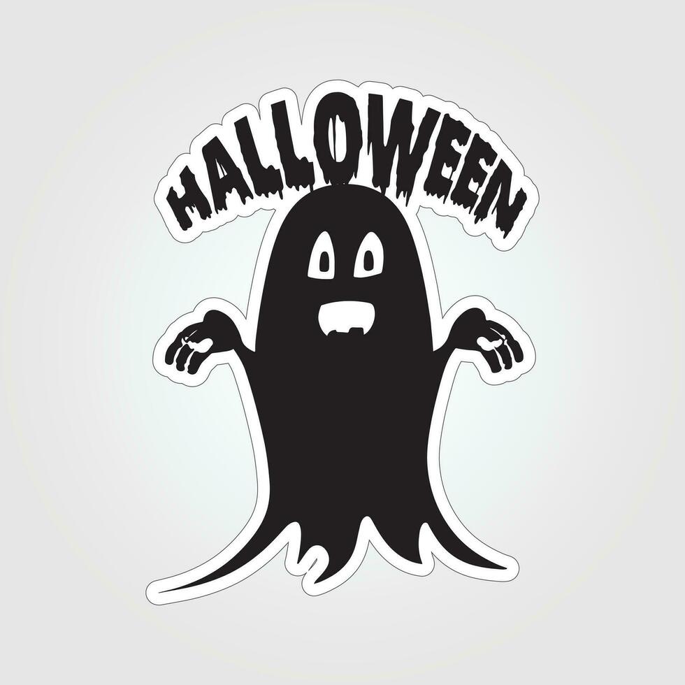 A sticker with a ghost on it, Halloween ghost cartoon character sticker vector