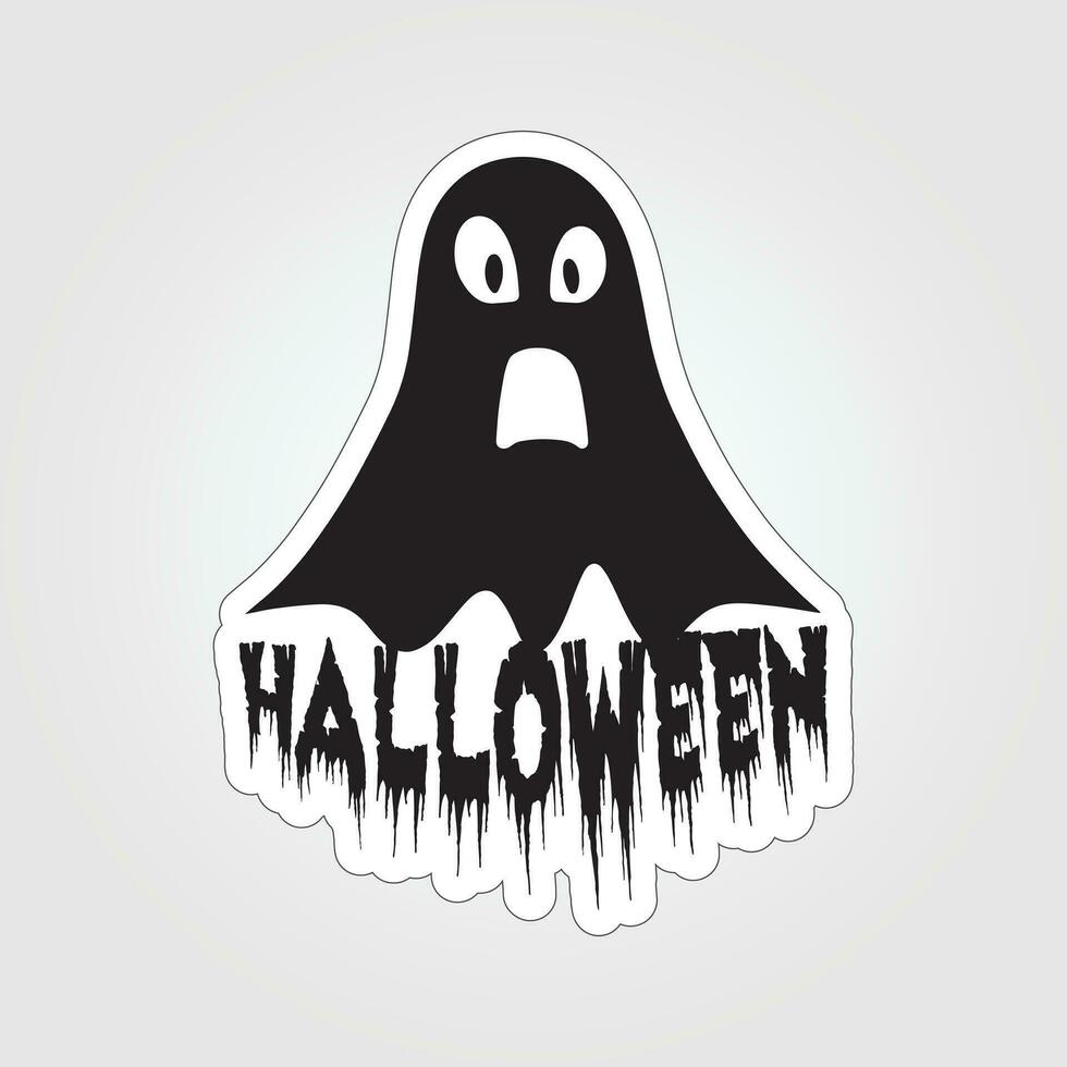 A sticker with a ghost on it, Halloween ghost cartoon character sticker vector