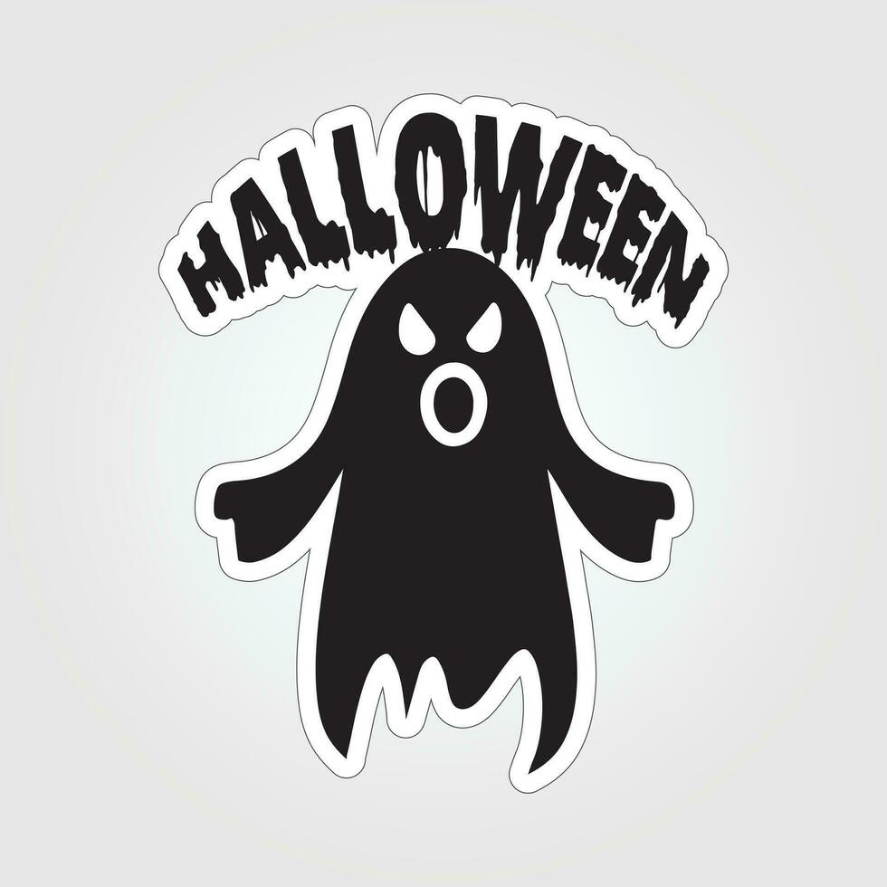 A sticker with a ghost on it, Halloween ghost cartoon character sticker vector