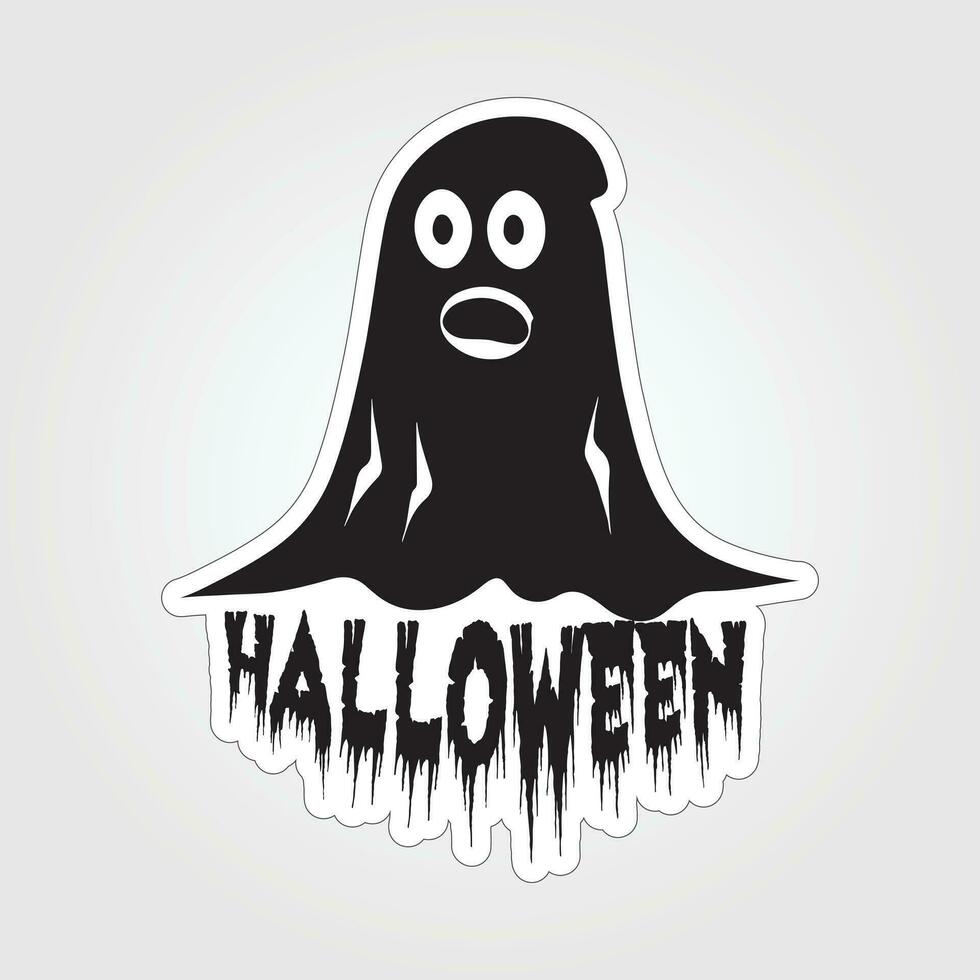 A sticker with a ghost on it, Halloween ghost cartoon character sticker vector