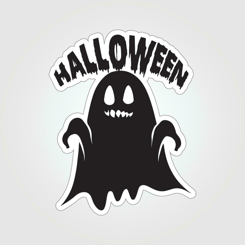A sticker with a ghost on it, Halloween ghost cartoon character sticker vector