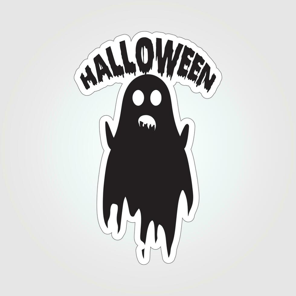 A sticker with a ghost on it, Halloween ghost cartoon character sticker vector