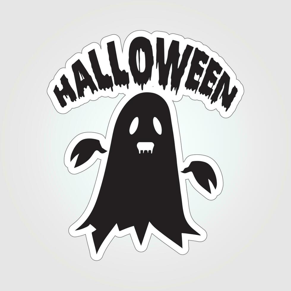 A sticker with a ghost on it, Halloween ghost cartoon character sticker vector