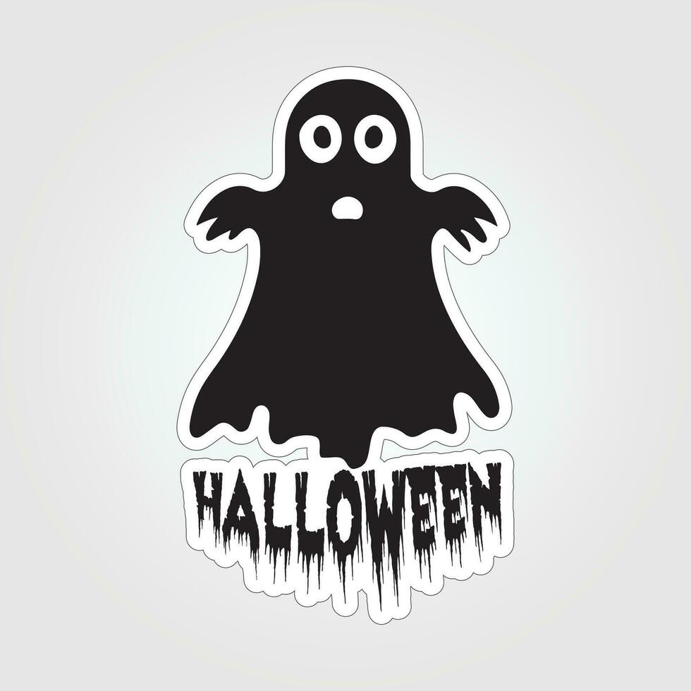 A sticker with a ghost on it, Halloween ghost cartoon character sticker vector