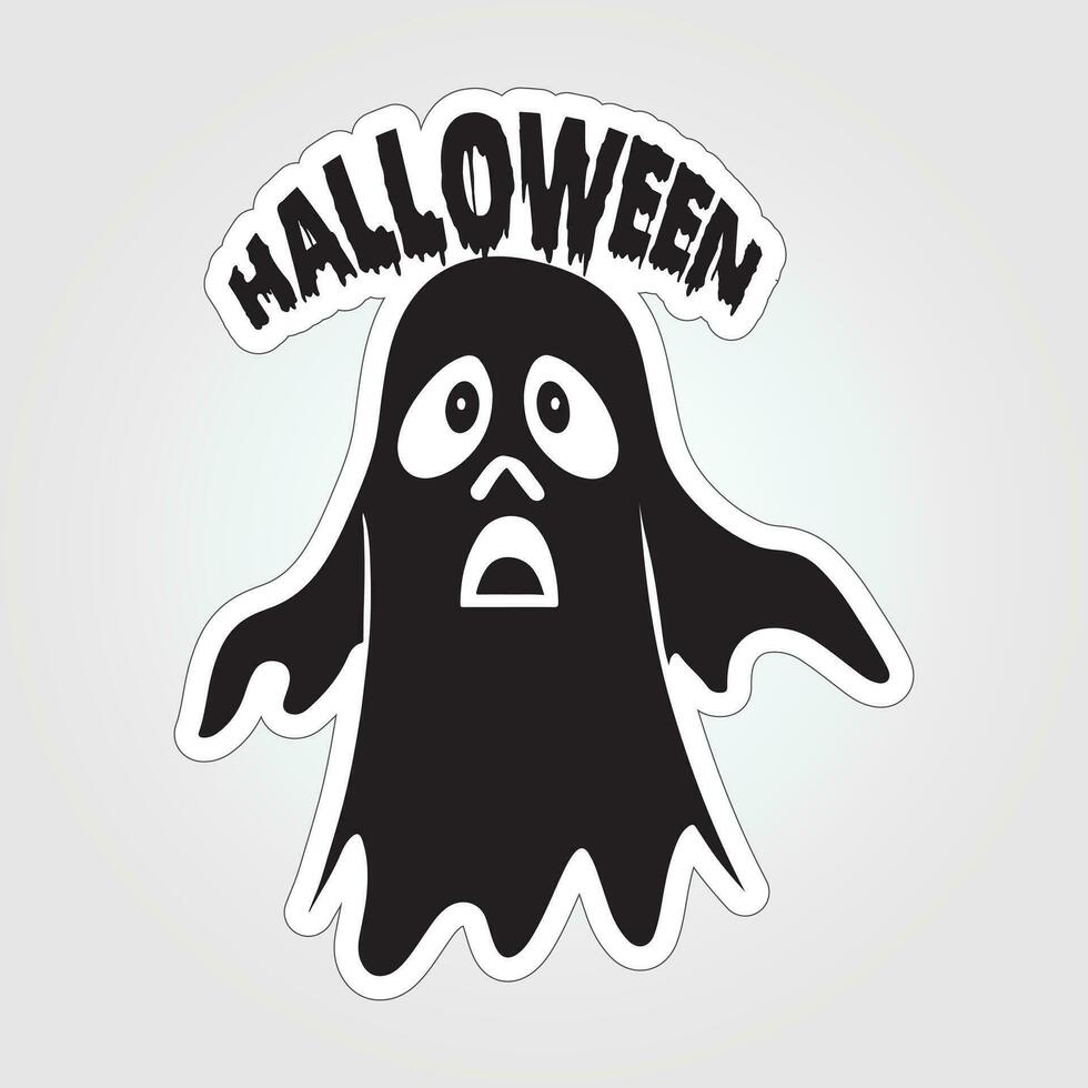 A sticker with a ghost on it, Halloween ghost cartoon character sticker vector
