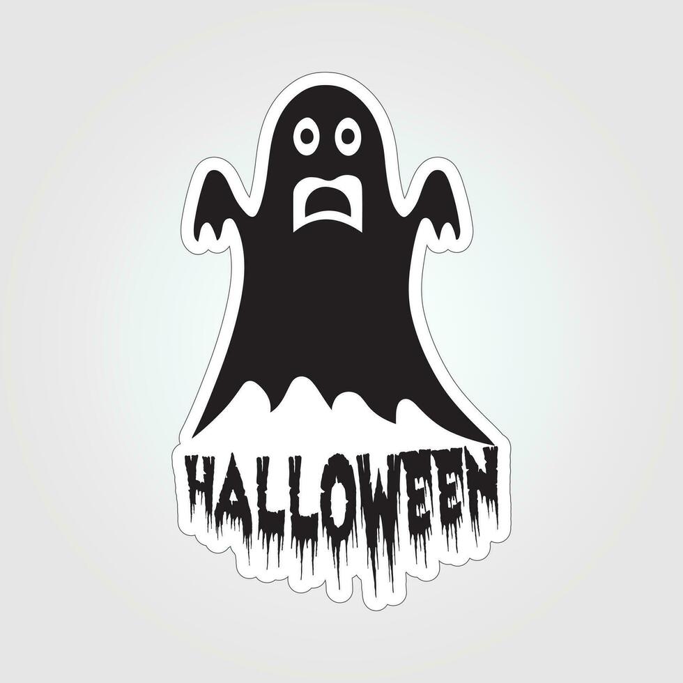 A sticker with a ghost on it, Halloween ghost cartoon character sticker vector