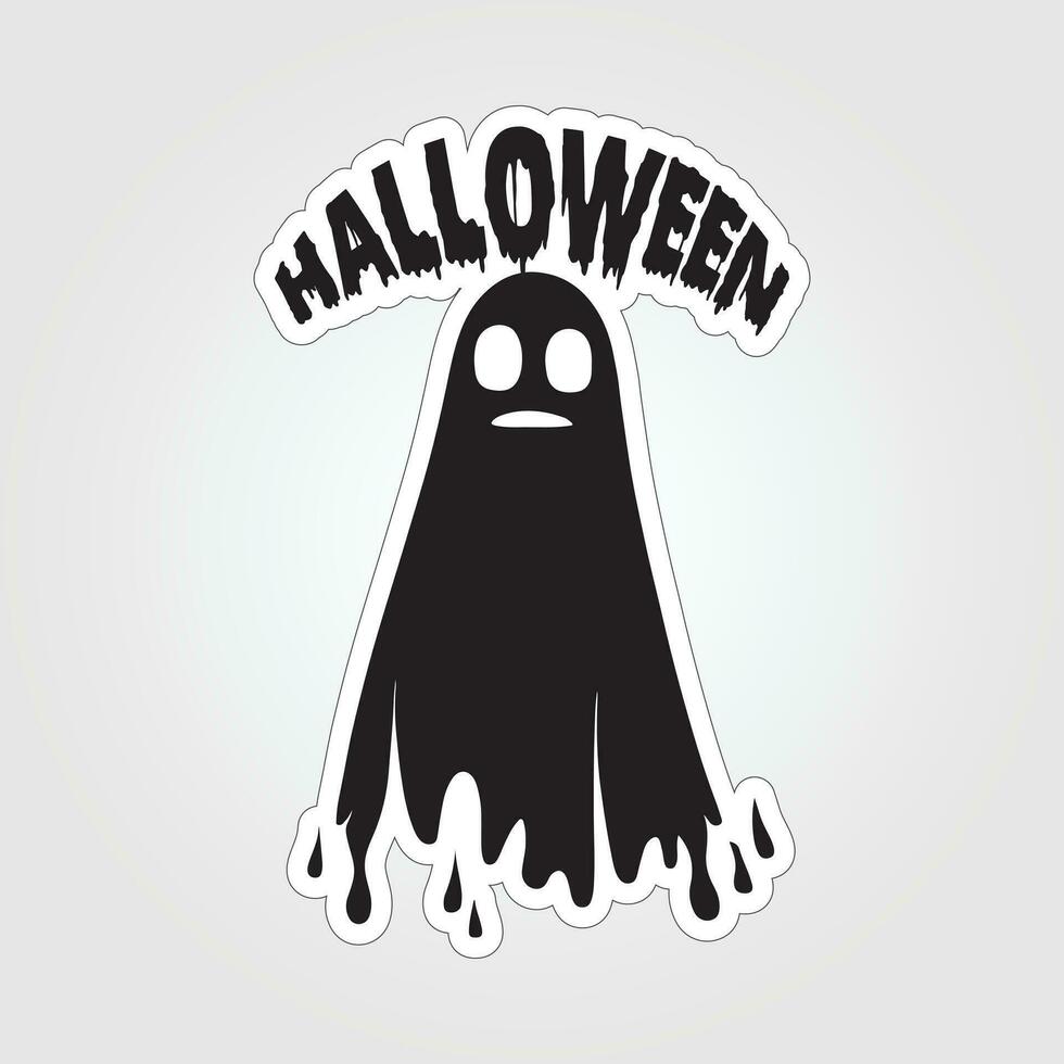 A sticker with a ghost on it, Halloween ghost cartoon character sticker vector