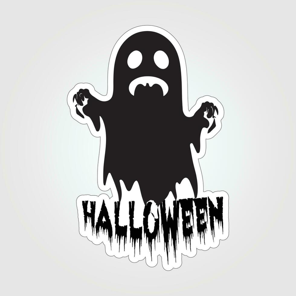 A sticker with a ghost on it, Halloween ghost cartoon character sticker vector