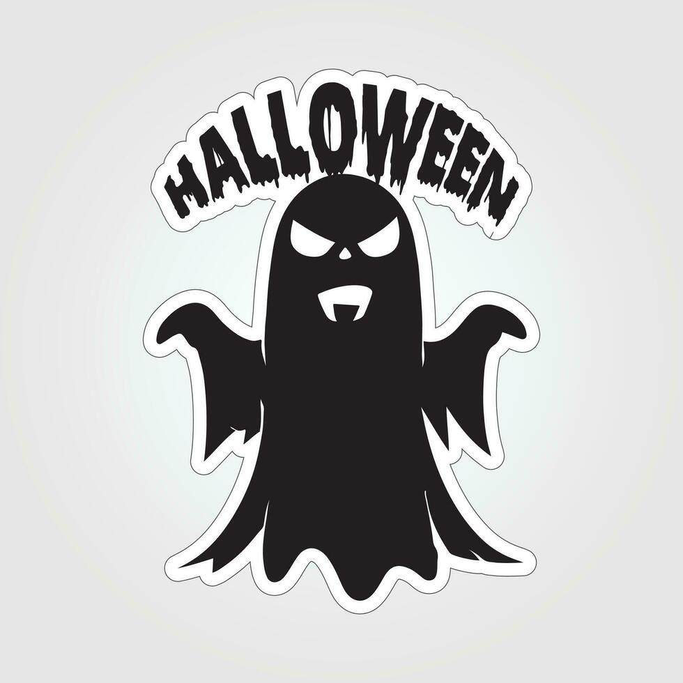 A sticker with a ghost on it, Halloween ghost cartoon character sticker vector