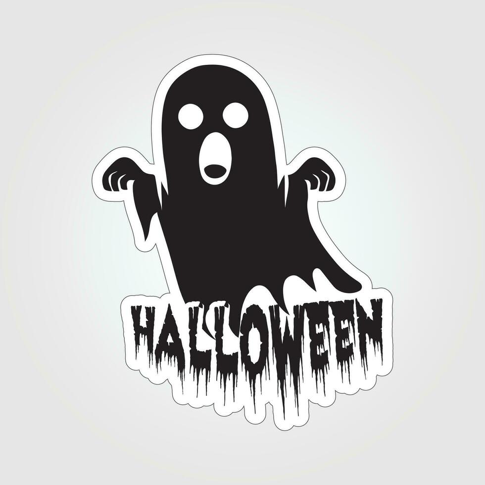 A sticker with a ghost on it, Halloween ghost cartoon character sticker vector