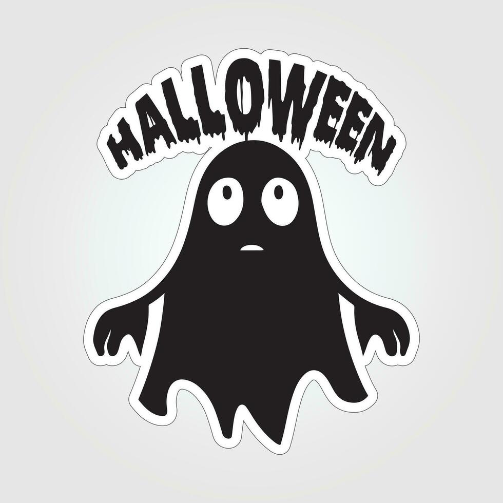 A sticker with a ghost on it, Halloween ghost cartoon character sticker vector