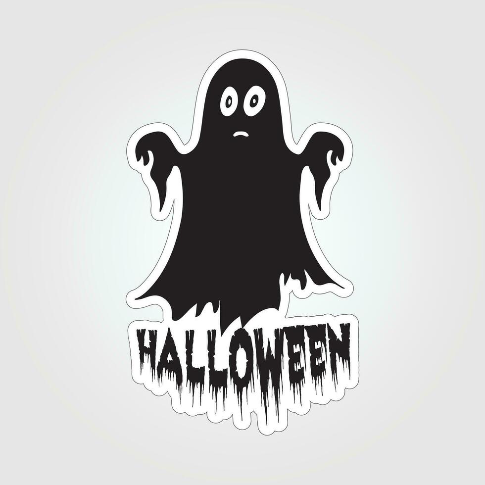 A sticker with a ghost on it, Halloween ghost cartoon character sticker vector