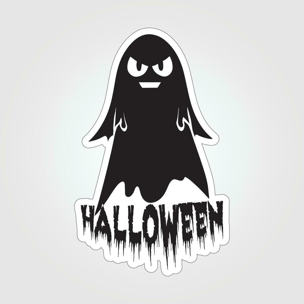 A sticker with a ghost on it, Halloween ghost cartoon character sticker vector