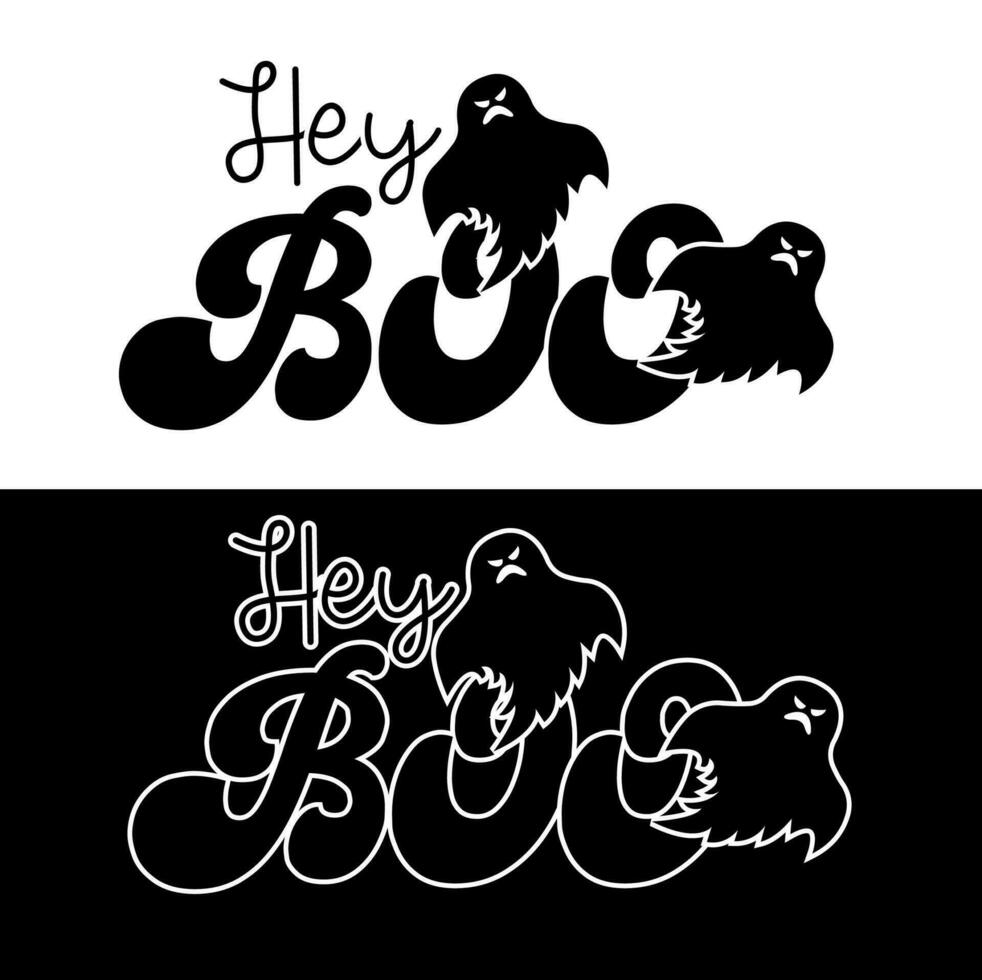 Hey boo.  Halloween T-shirt Design. vector