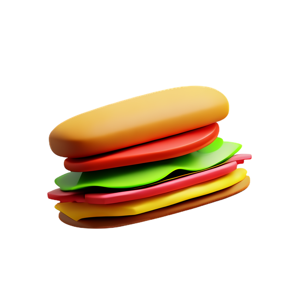 sandwich 3d rendering icon illustration png