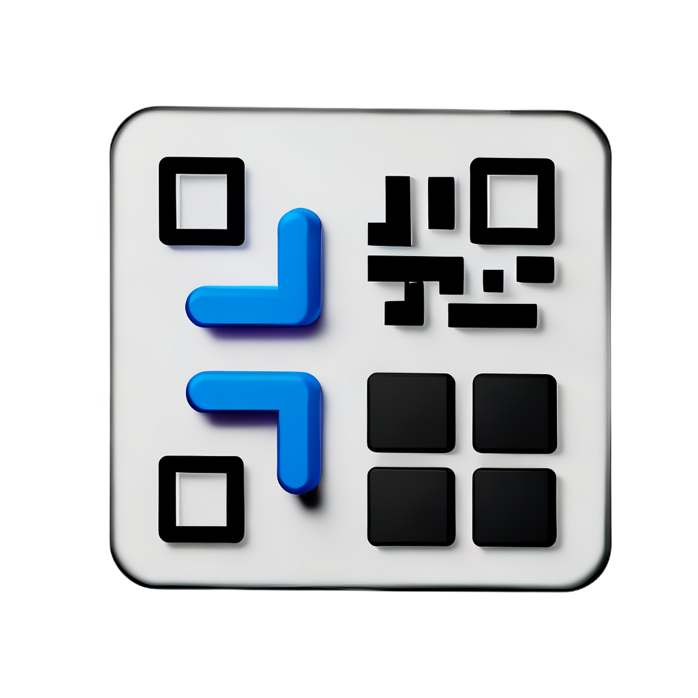 qr código 3d representación icono ilustración png
