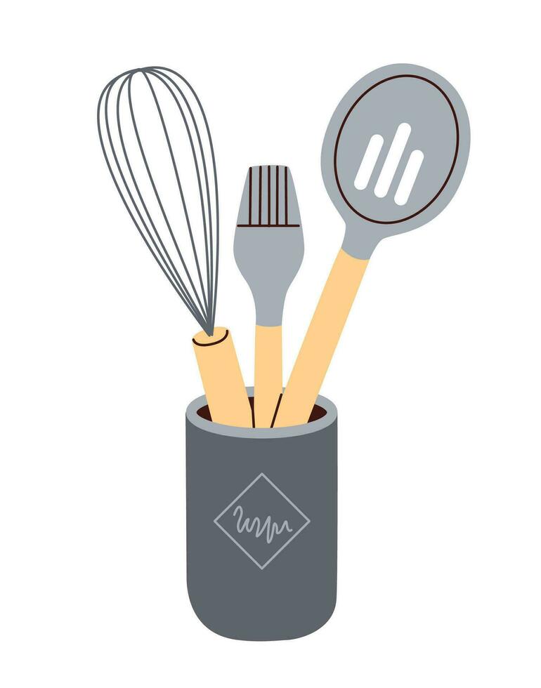 cocina utensilios colocar. batería de cocina, Cocinando herramientas. plano vector ilustración en blanco antecedentes.