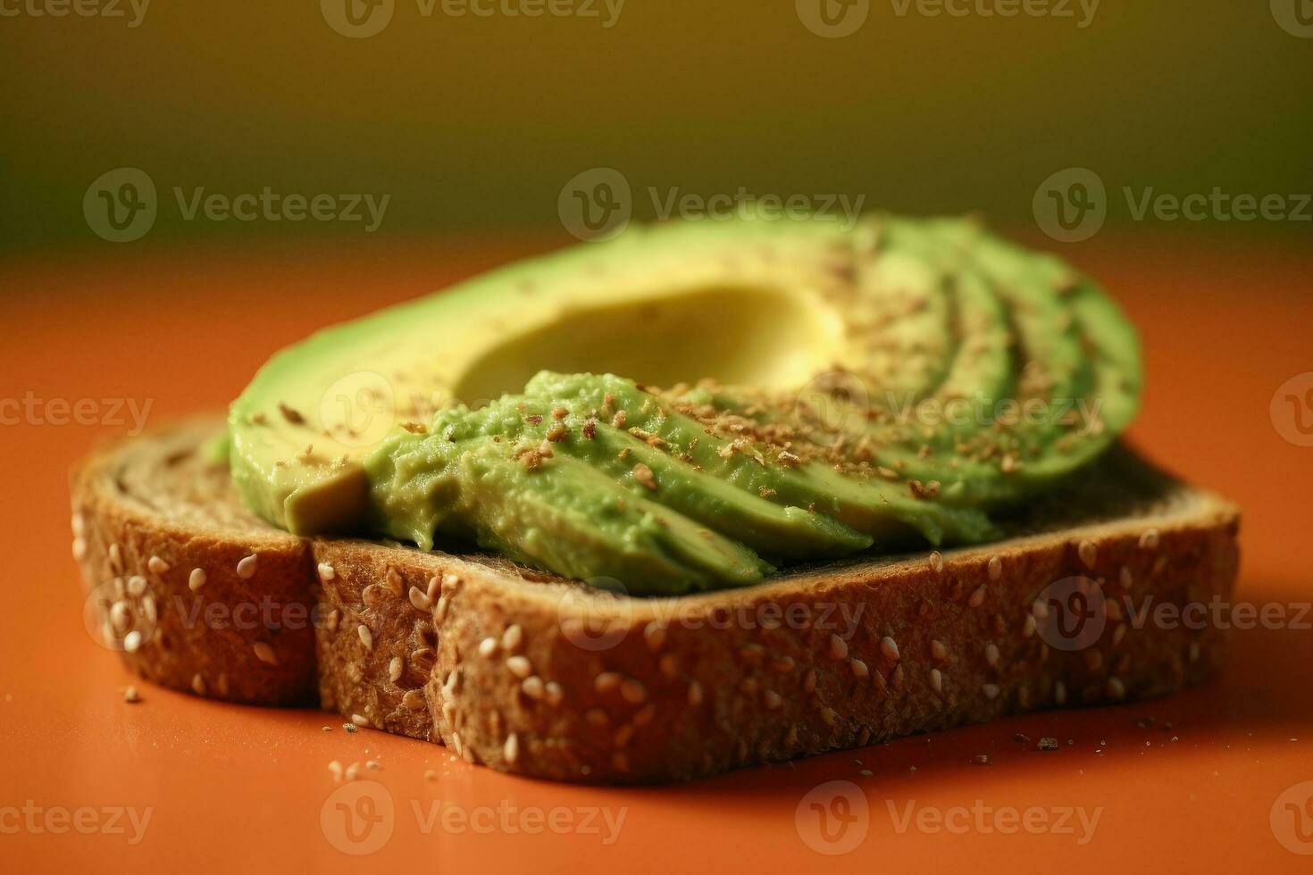 Sliced Avocado toast with sesame seeds on it Generative AI photo