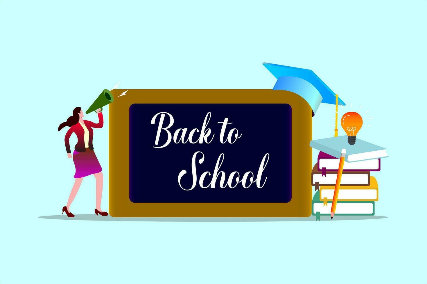 back to school illustration, book and education vector