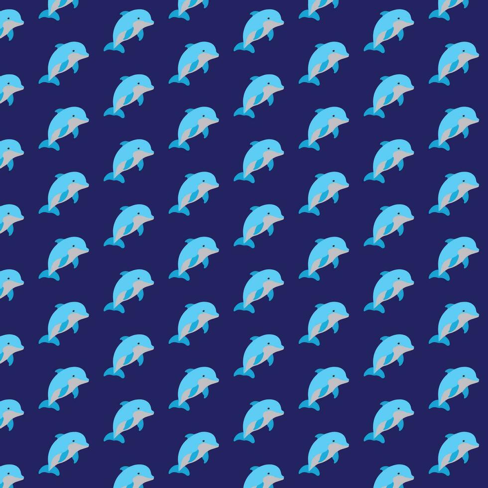 Cute dolphin on blue background. Vector illustration