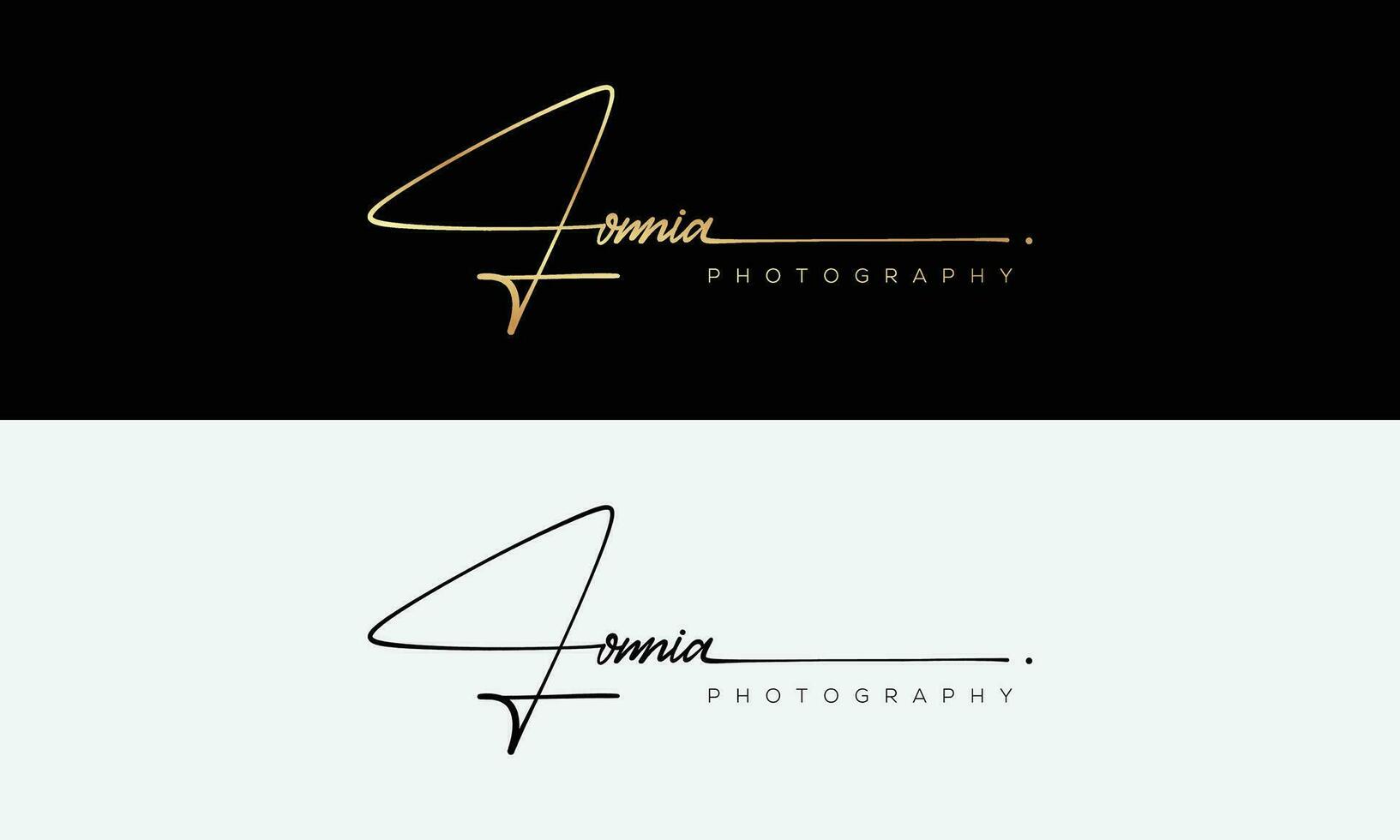 vector de plantilla de logotipo de fotografía de escritura a mano. concepto de logotipo de firma