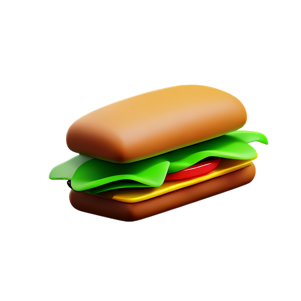 sandwich 3d rendering icon illustration png