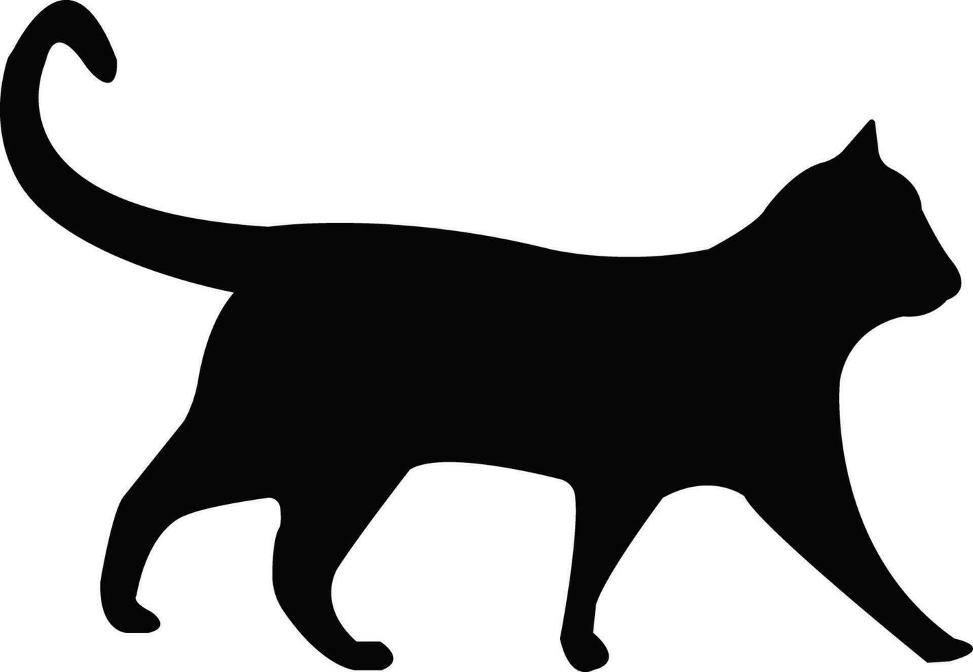 black cat silhouette, animals symbol. Vector illustration