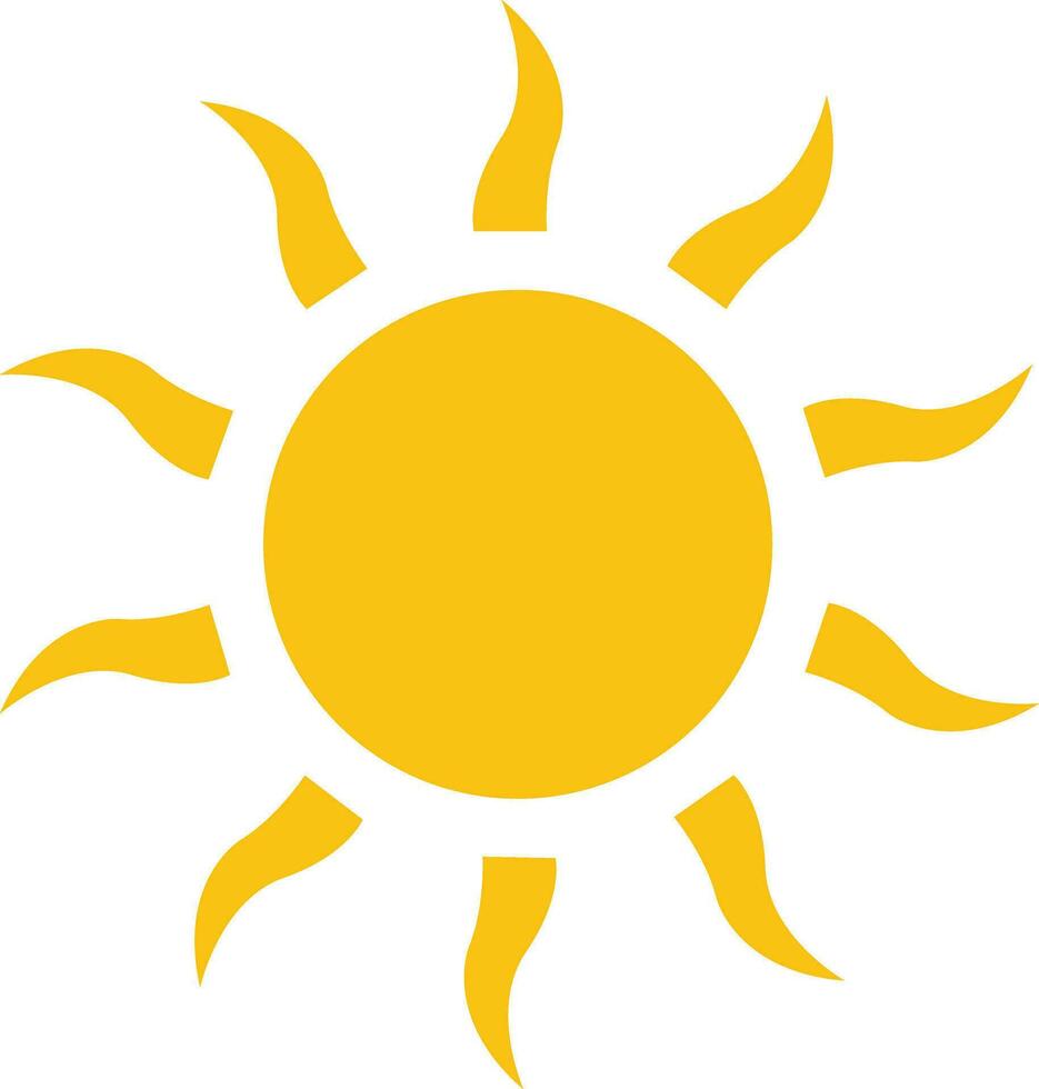 Sun vector icon yellow. Sun shine ray. Sunshine and sunlight sign. Sunset icon. Abstract art.