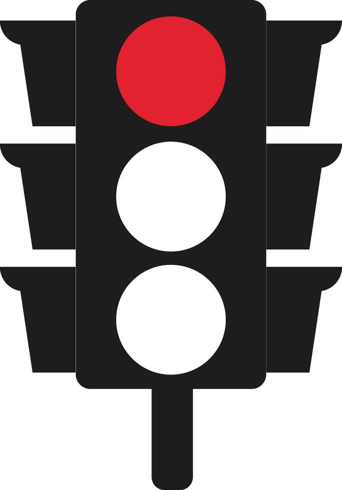 Red Traffic Light vector icon. Traffic signal sign. Stoplight. Road Instruction, regulation symbol, traffic rules design element