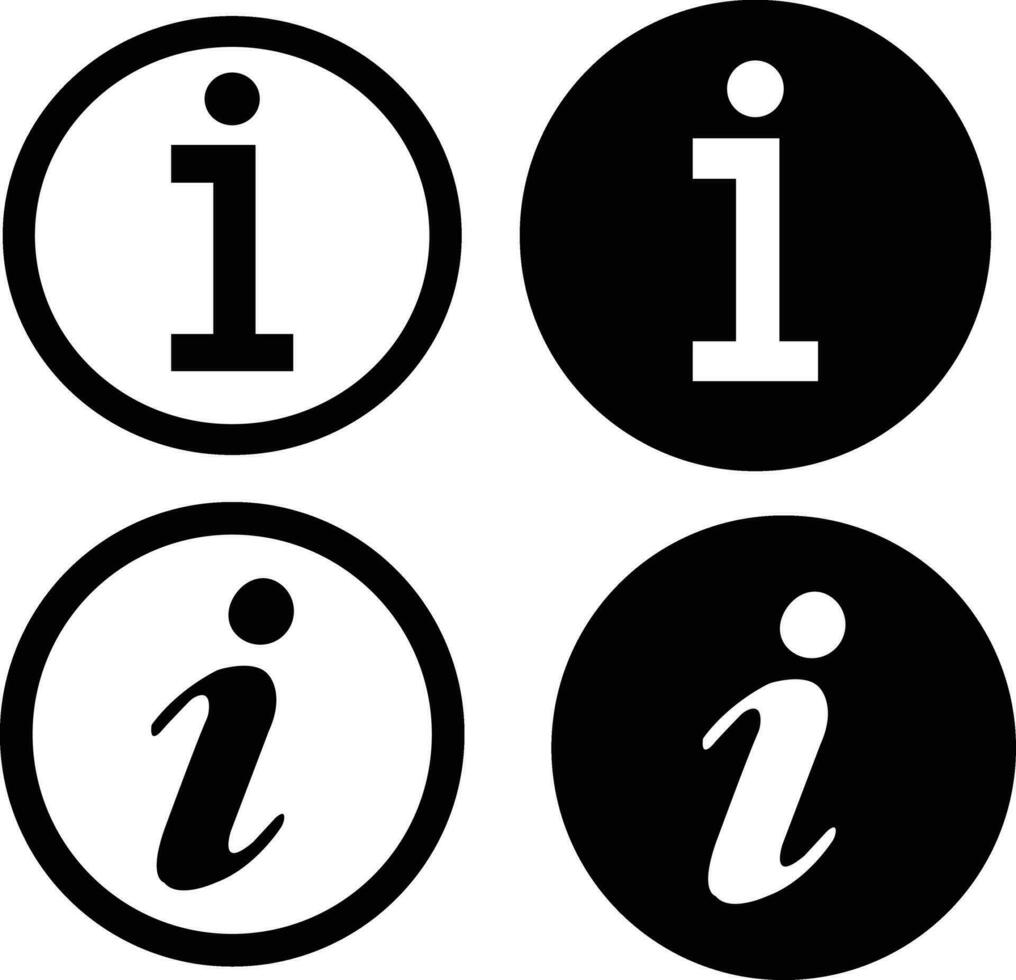 conjunto de información icono. grupo de informacion punto icono negro. colección ayuda logo. informacion sencillo firmar vector