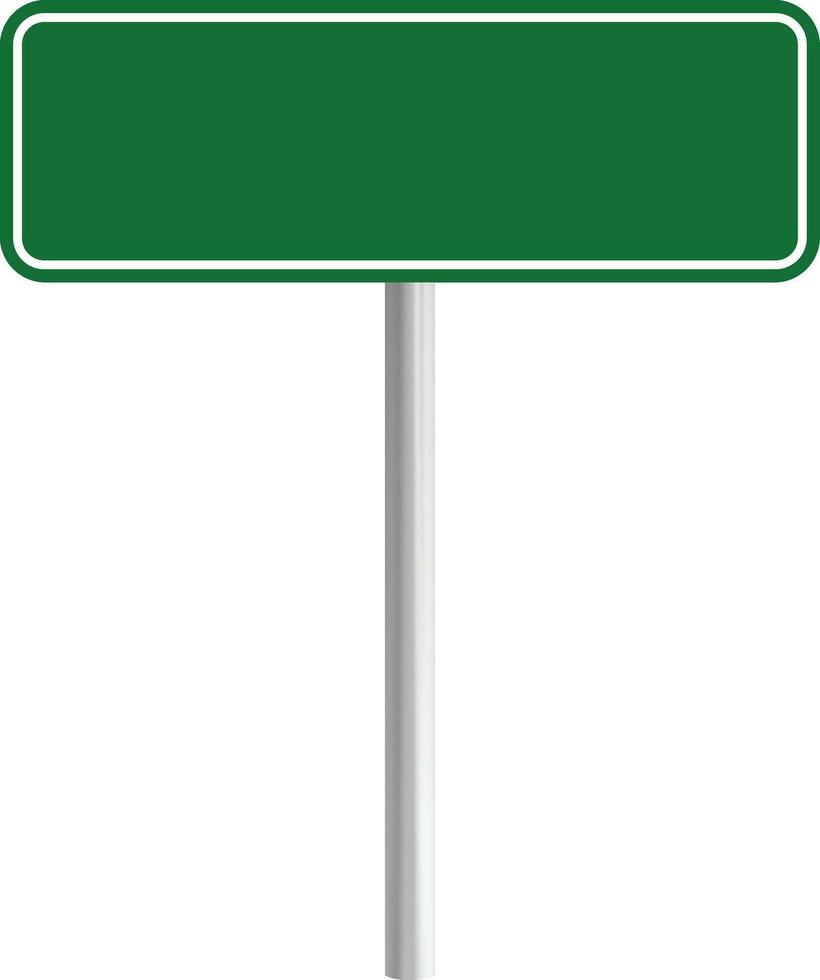 Road green traffic sign board. Blank board with place for text. Danger blank warning empty signs. Traffic sign board mockup. Transportation guidance board. advertising Bord vector