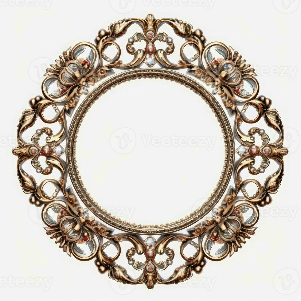 Elaborate filigree Round borders on white Background, AI Generated photo