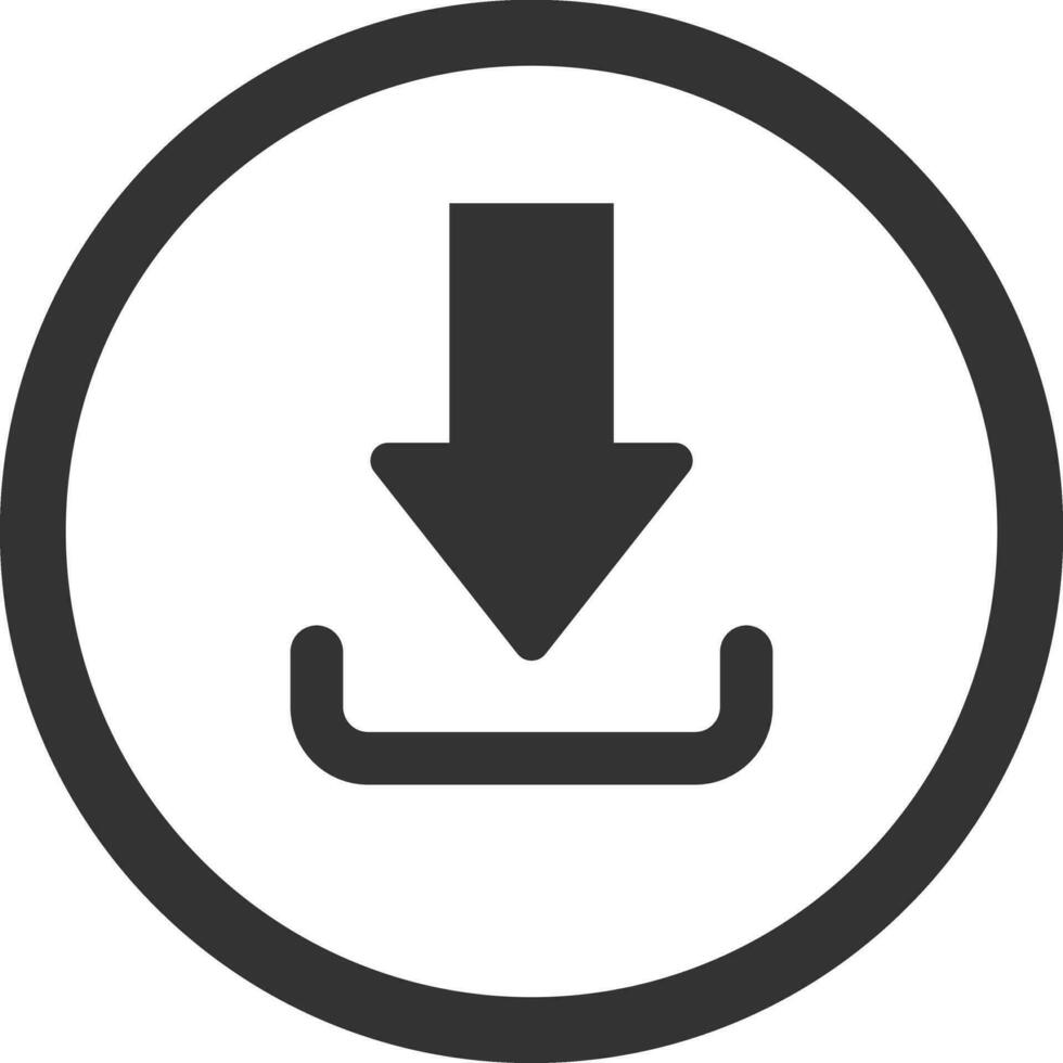 Simple Download icon. Download web button. Upload button. Load symbol. Round Vector illustration.