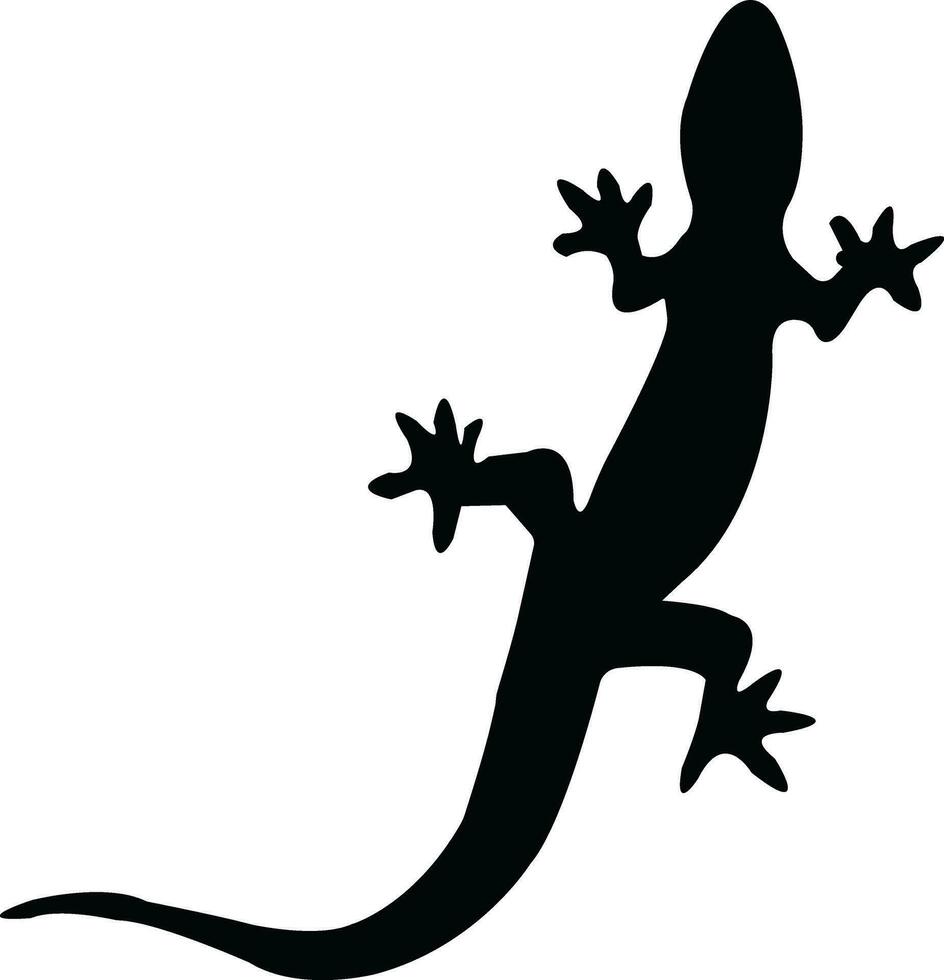 Black isolated silhouette of lizard on white background. vector