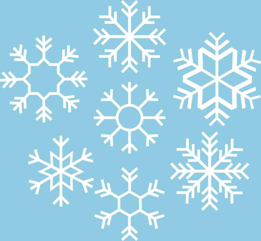 Set Snowflake winter vector icon. Group Snow falling symbol. Collection Ice flack sign. Winter element. Pattern cold crystal