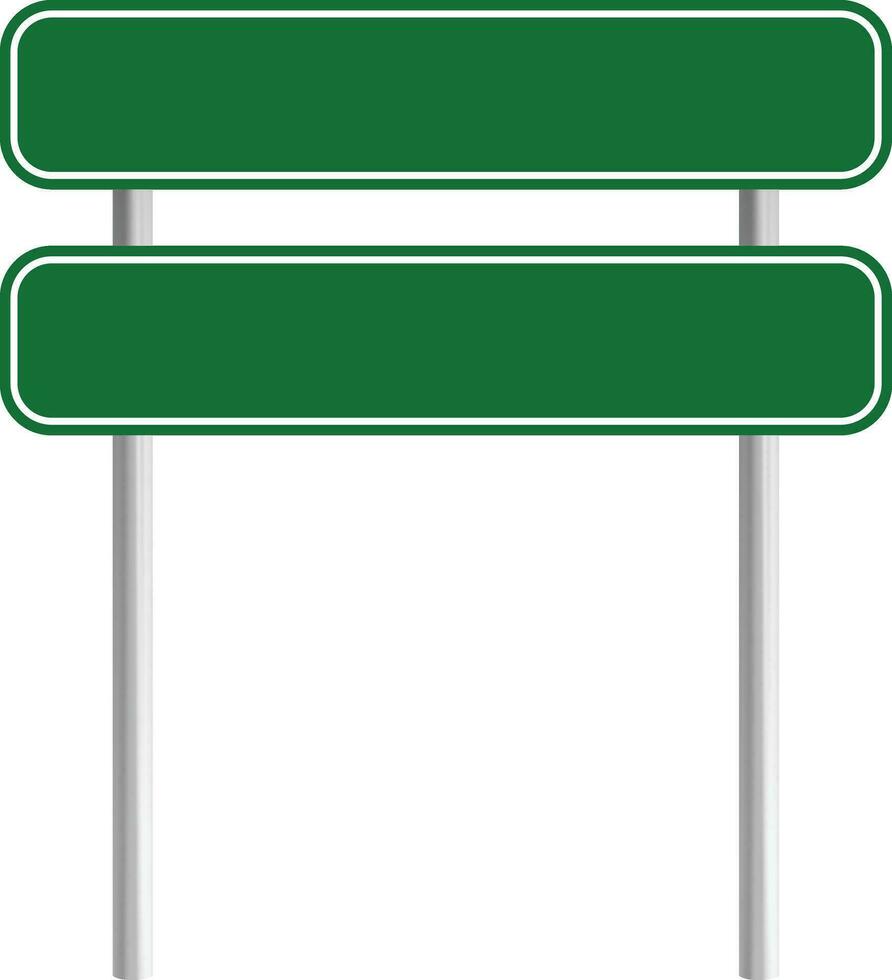 Road green traffic sign board. Blank board with place for text. Danger blank warning empty signs. Traffic sign board mockup. Transportation guidance board. advertising Bord vector