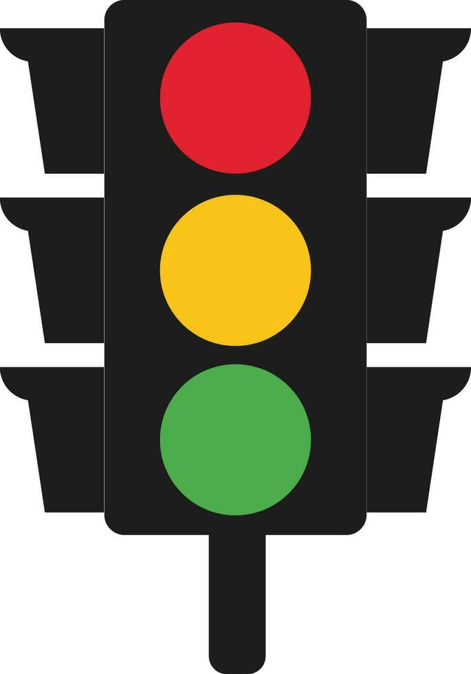 Red Yellow green Traffic Light vector icon. Traffic signal sign. Stoplight, Wait signal, Go signal Road Instruction, regulation symbol, traffic rules design element