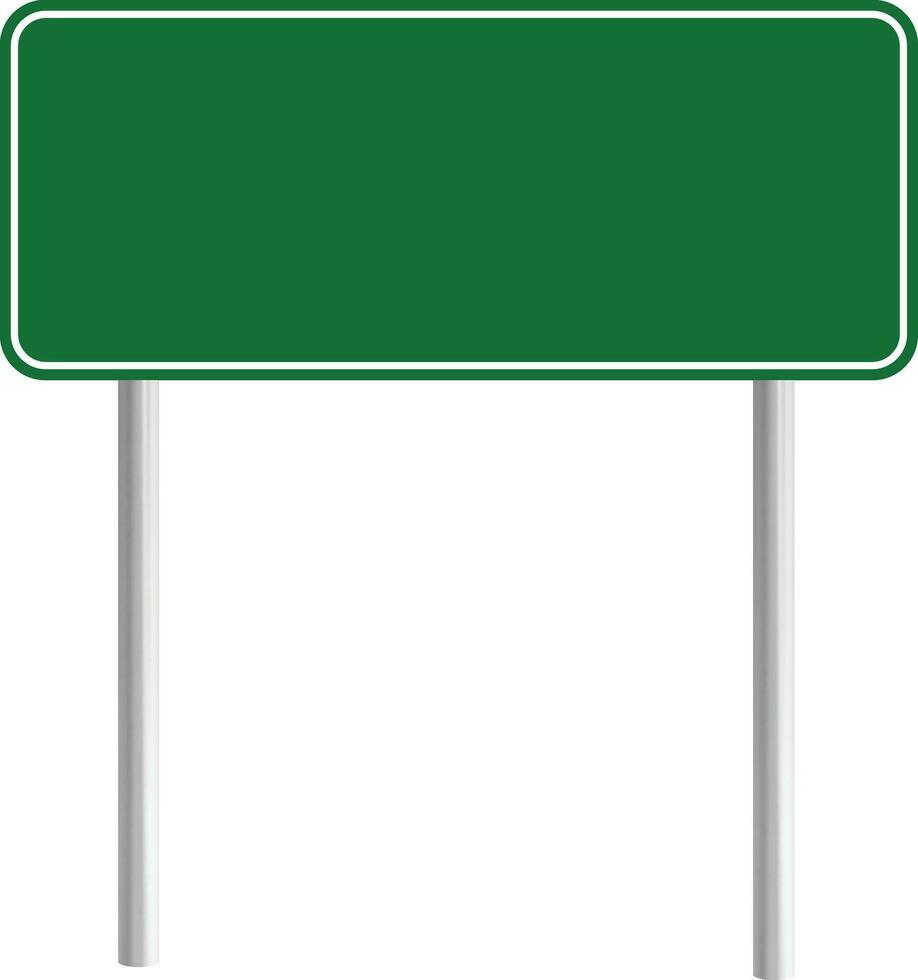 Road green traffic sign board. Blank board with place for text. Danger blank warning empty signs. Traffic sign board mockup. Transportation guidance board. advertising Bord vector