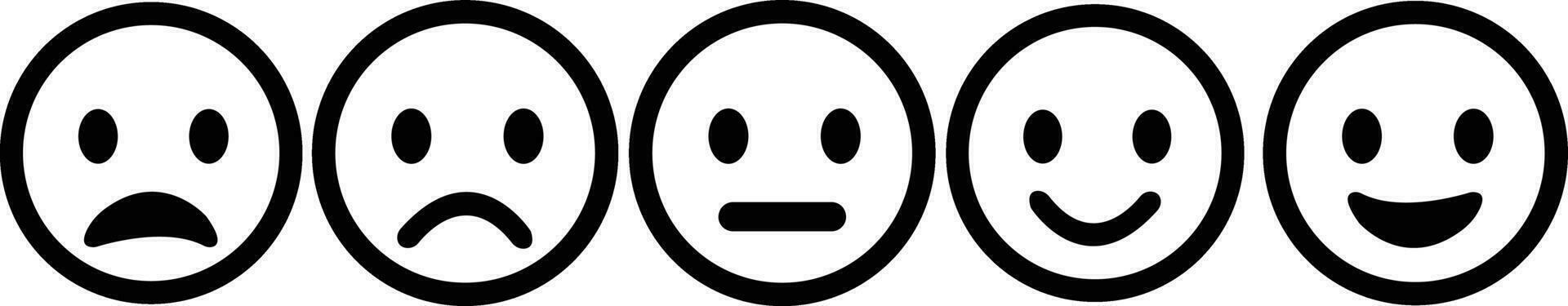 conjunto de diferente facial expresión emoji cara iconos contento y triste sensación caras emoticon . sonriente y Deprimido emociones mezclado expresiones un estado animico vector