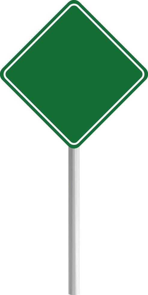 Road green traffic sign board. Blank board with place for text. Danger blank warning empty signs. Traffic sign board mockup. Transportation guidance board. advertising Bord vector