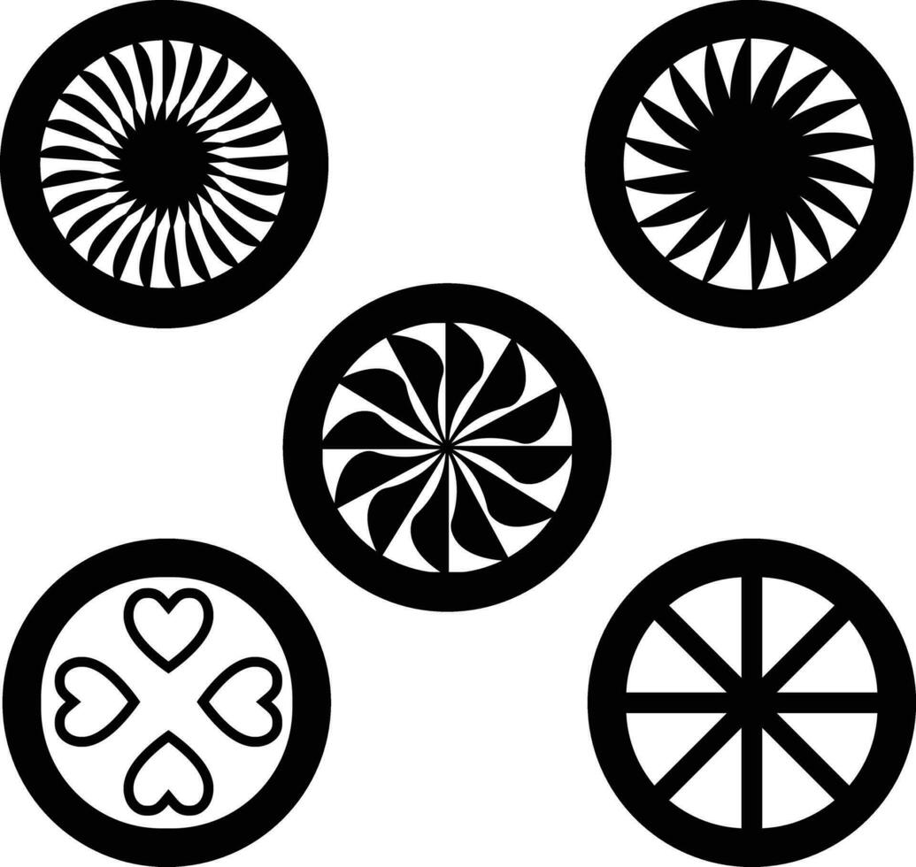 Car Tire silhouette vector icon set design